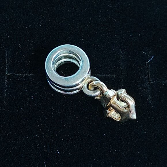 Authentic Pandora Anchor Dangle Charm 790225 Silver & 14K Gold - Picture 6 of 8